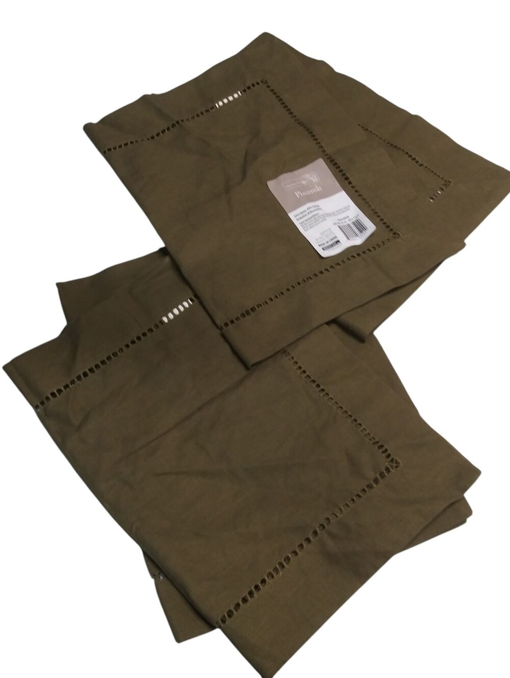 Home Trends Oliver Caper Hem stitch Placemat Linen Cotton Set of 4 18.5"x13"